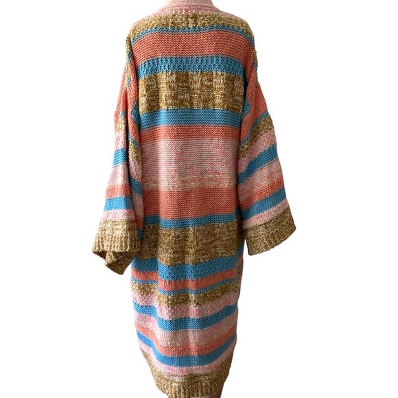 Anthropologie Textured Striped One Size Open Cardigan - Picture 3 of 10